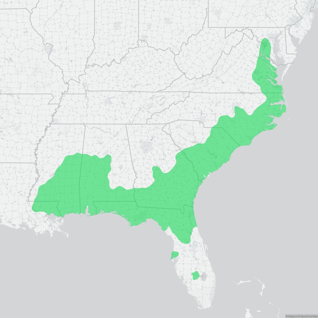 Range map for Rainbow Snake
