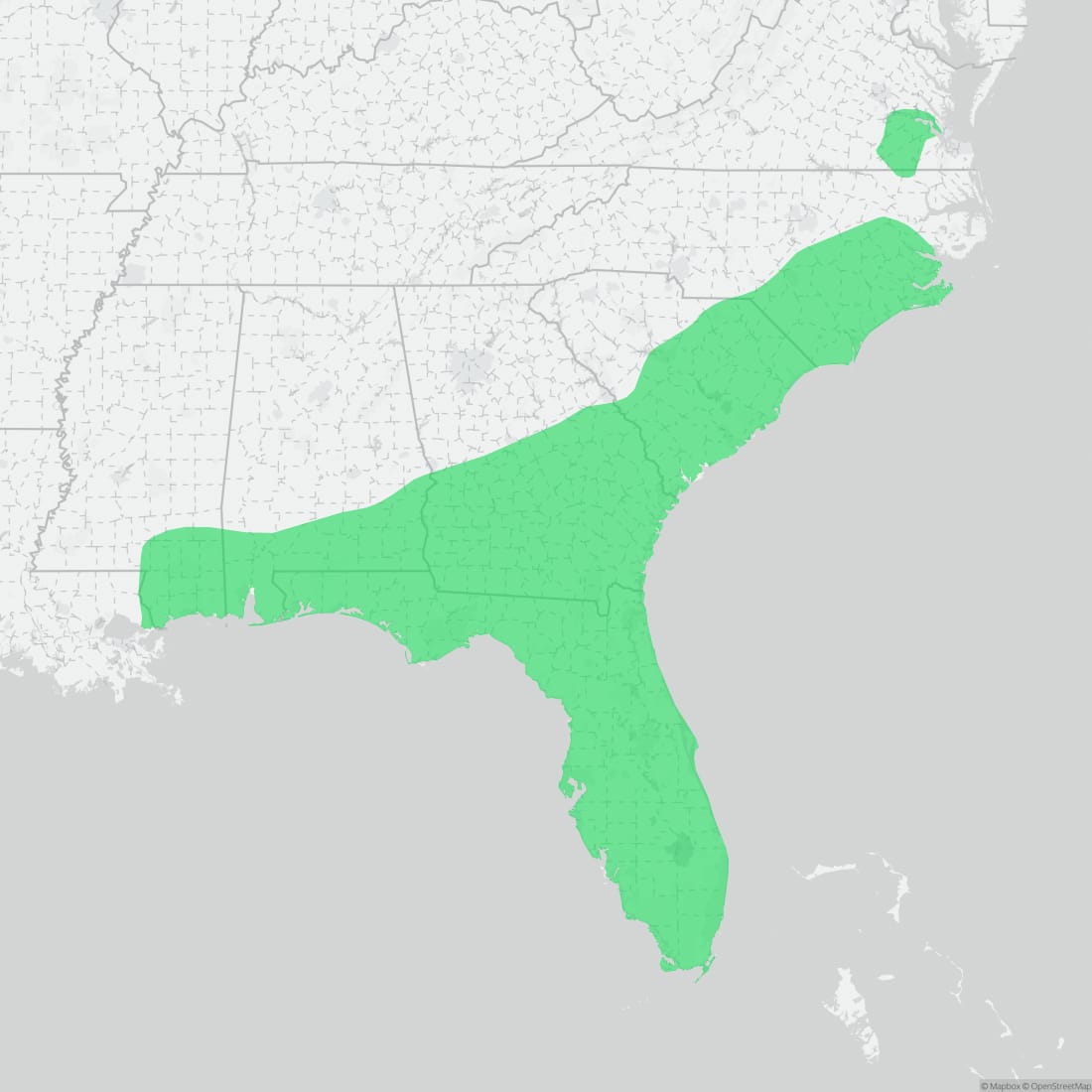 Range map for Southern Chorus Frog