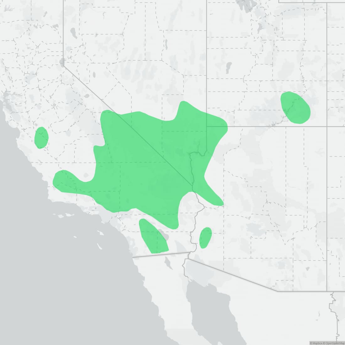Range map for Desert Night Lizard