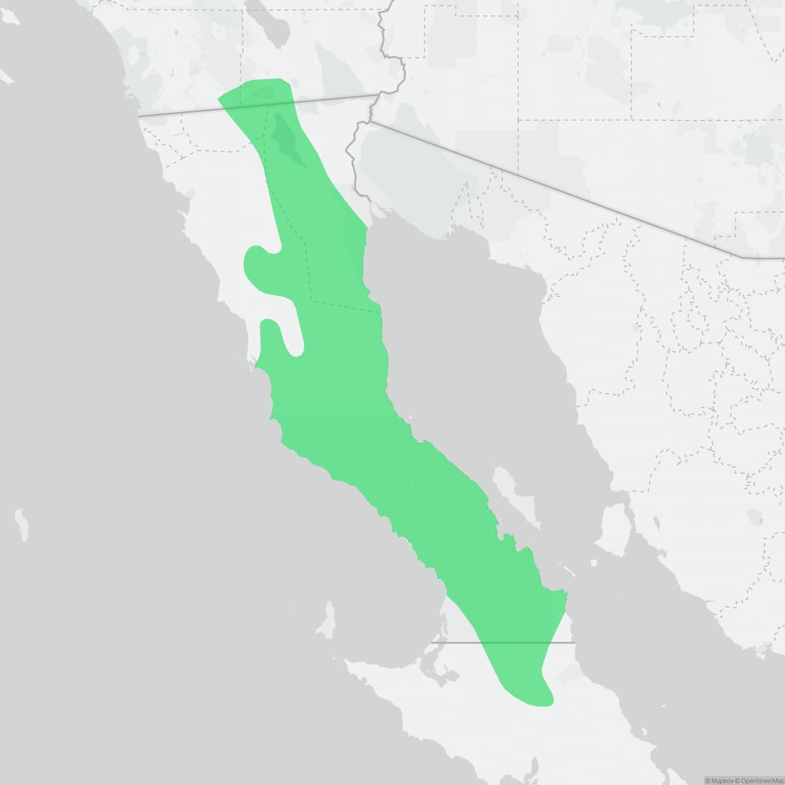 Range map for Baja California Night Lizard