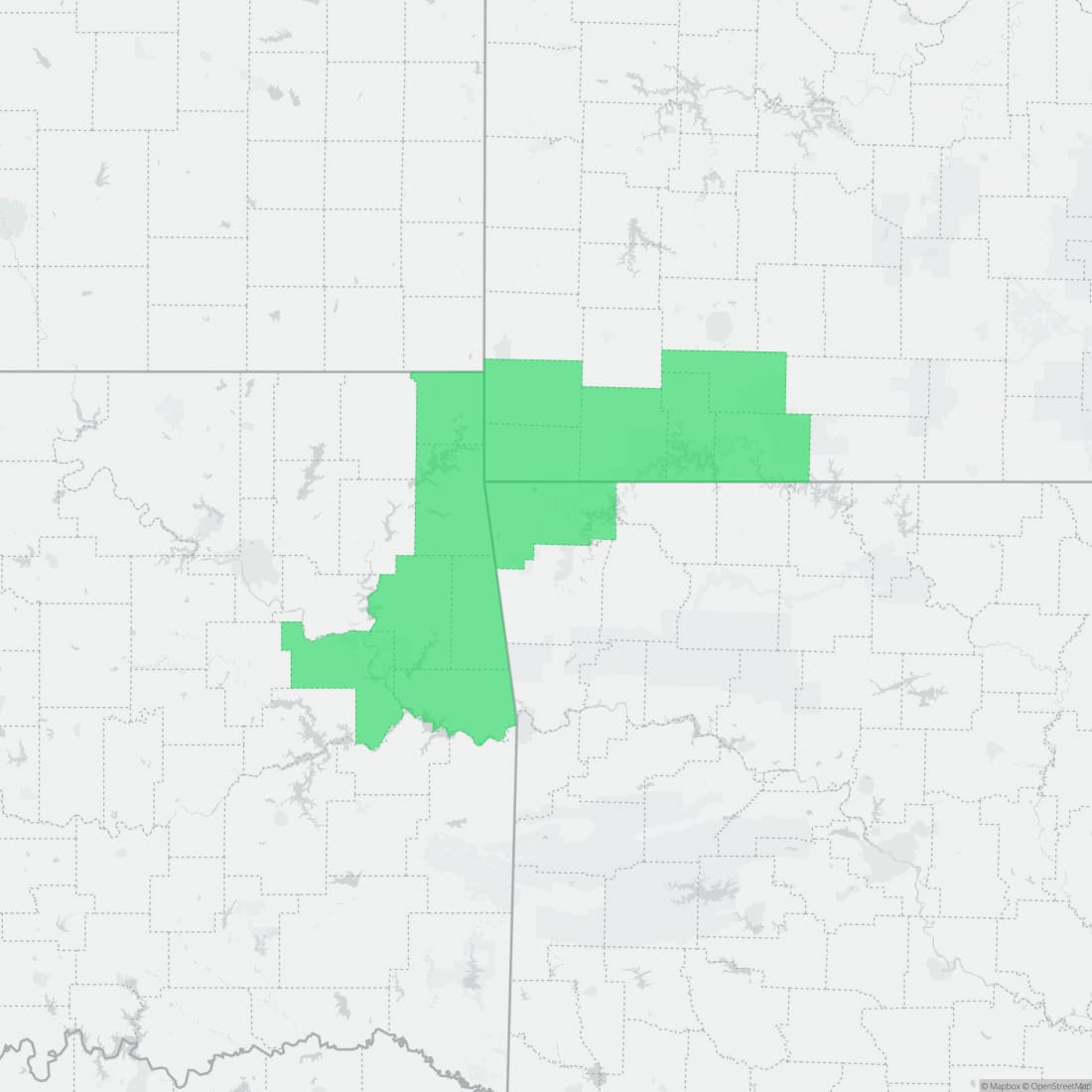 Range map for Oklahoma Salamander