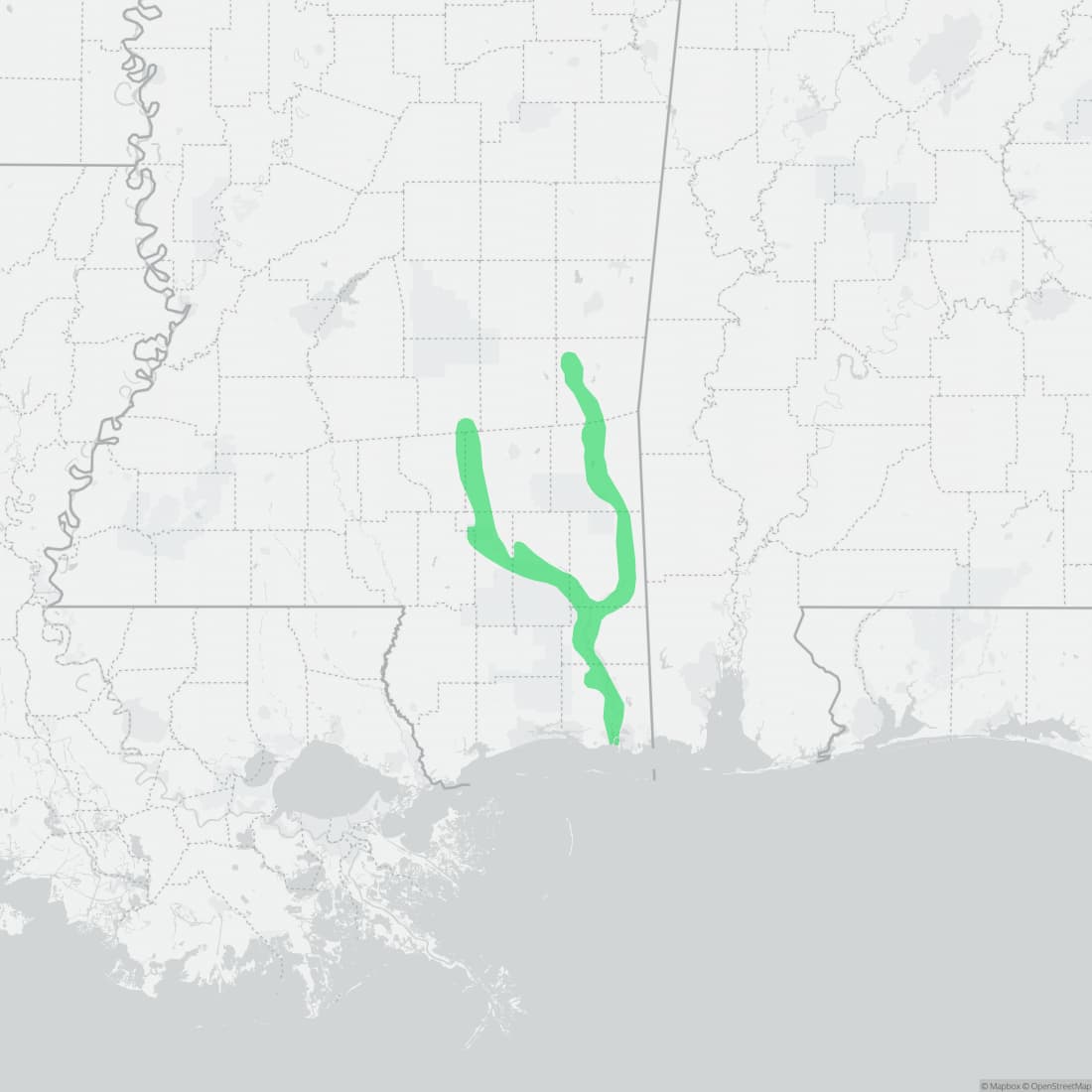 Range map for Yellow-blotched Map Turtle