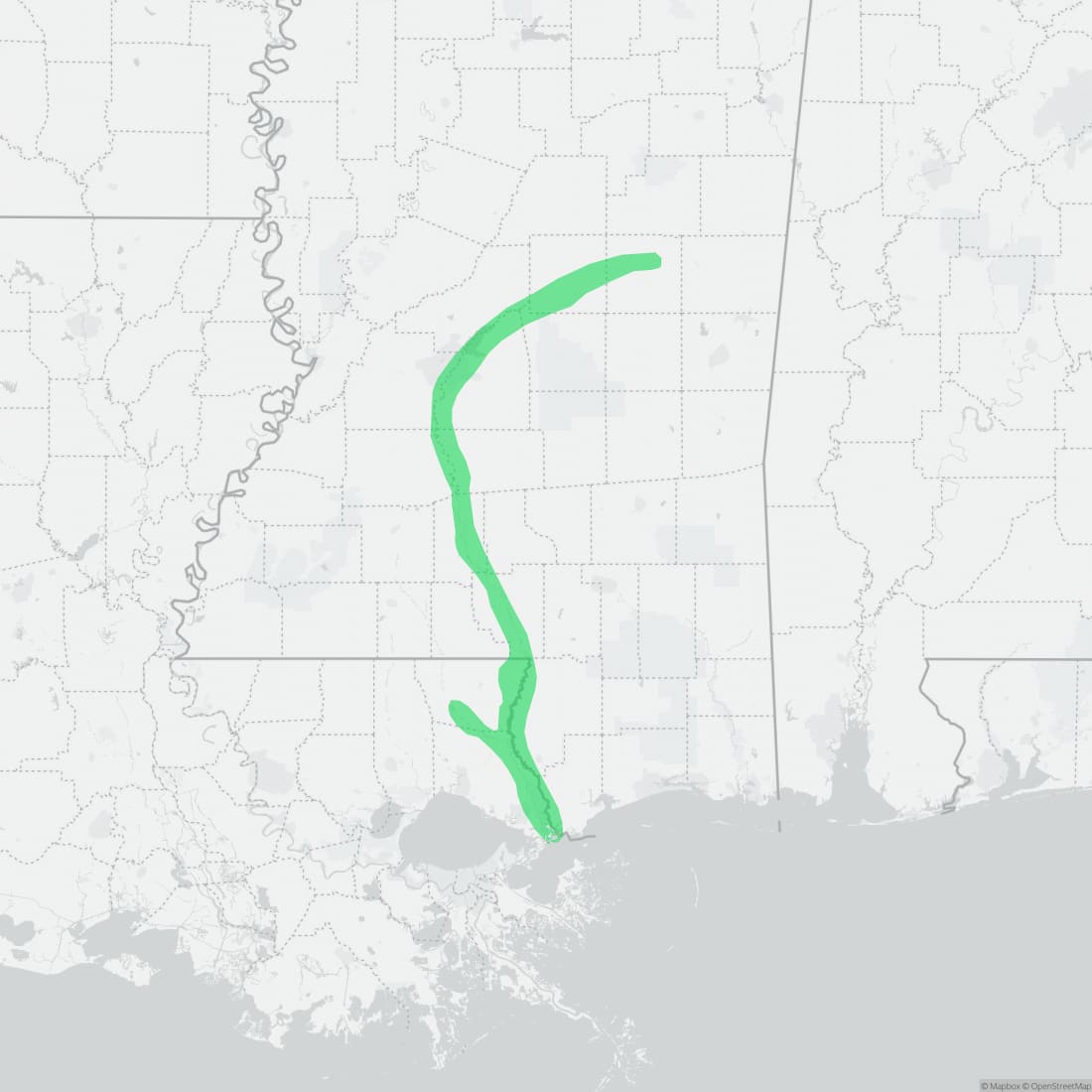 Range map for Ringed Map Turtle