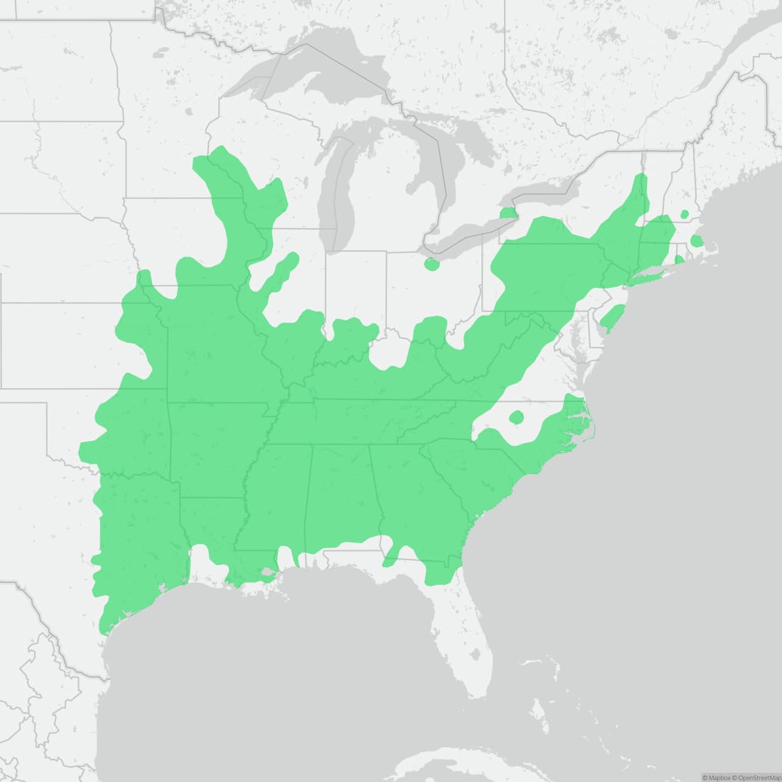 Range map for Timber Rattlesnake