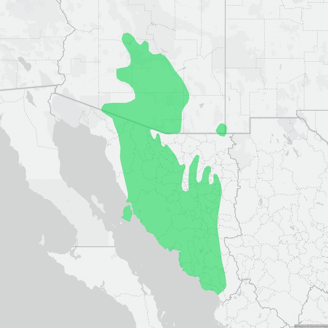 Range map for Tiger Rattlesnake