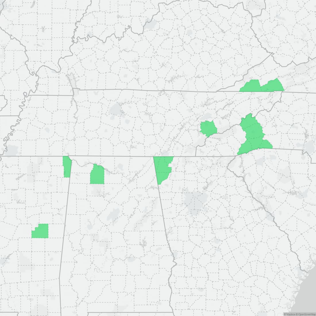 Range map for Southern Zigzag Salamander