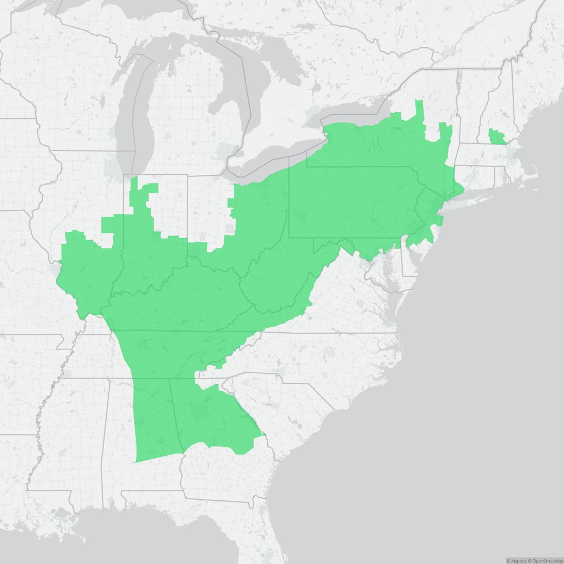 Range map for Northern Slimy Salamander