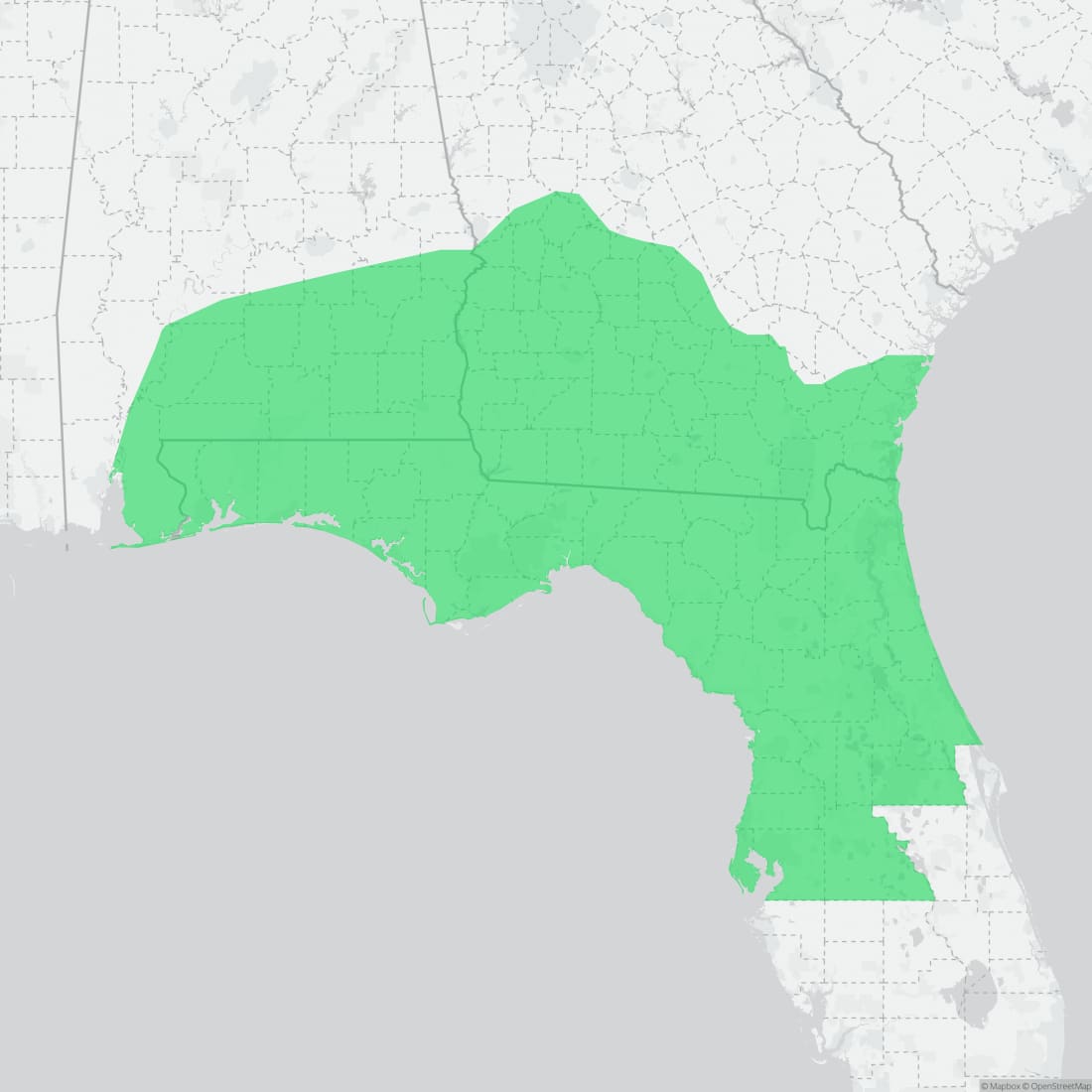 Range map for Southeastern Slimy Salamander
