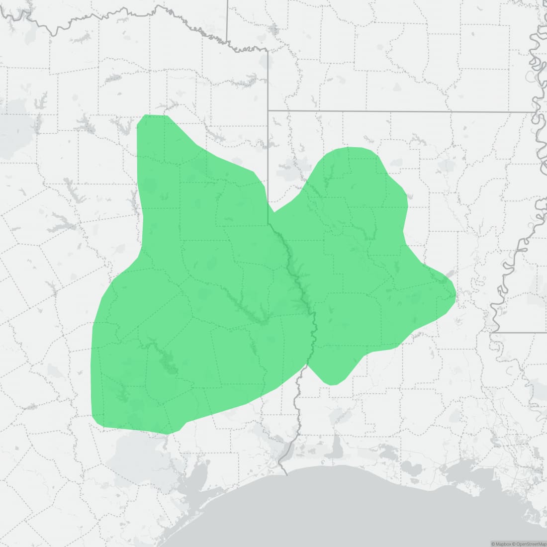 Range map for Louisiana Pinesnake