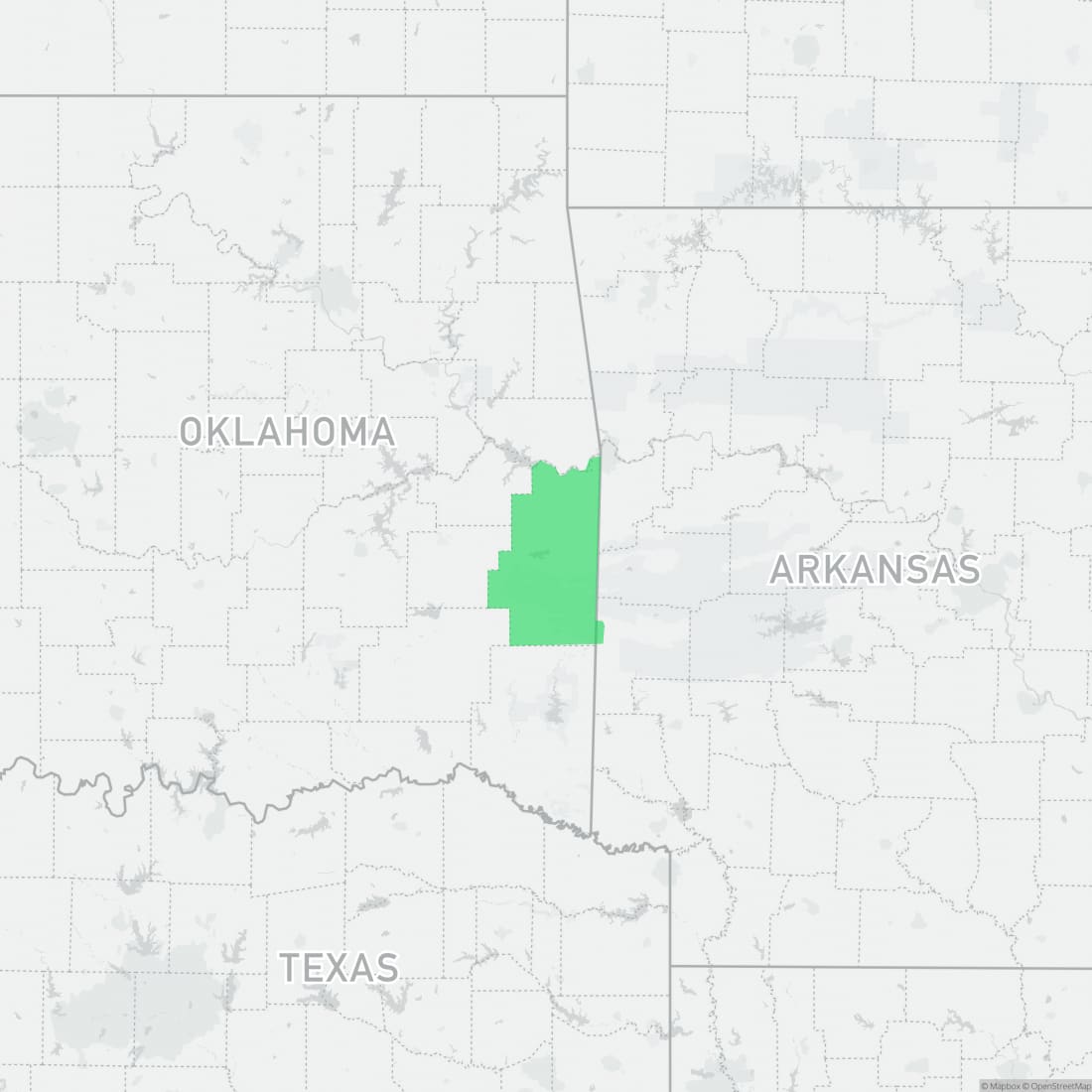 Range map for Kiamichi Slimy Salamander