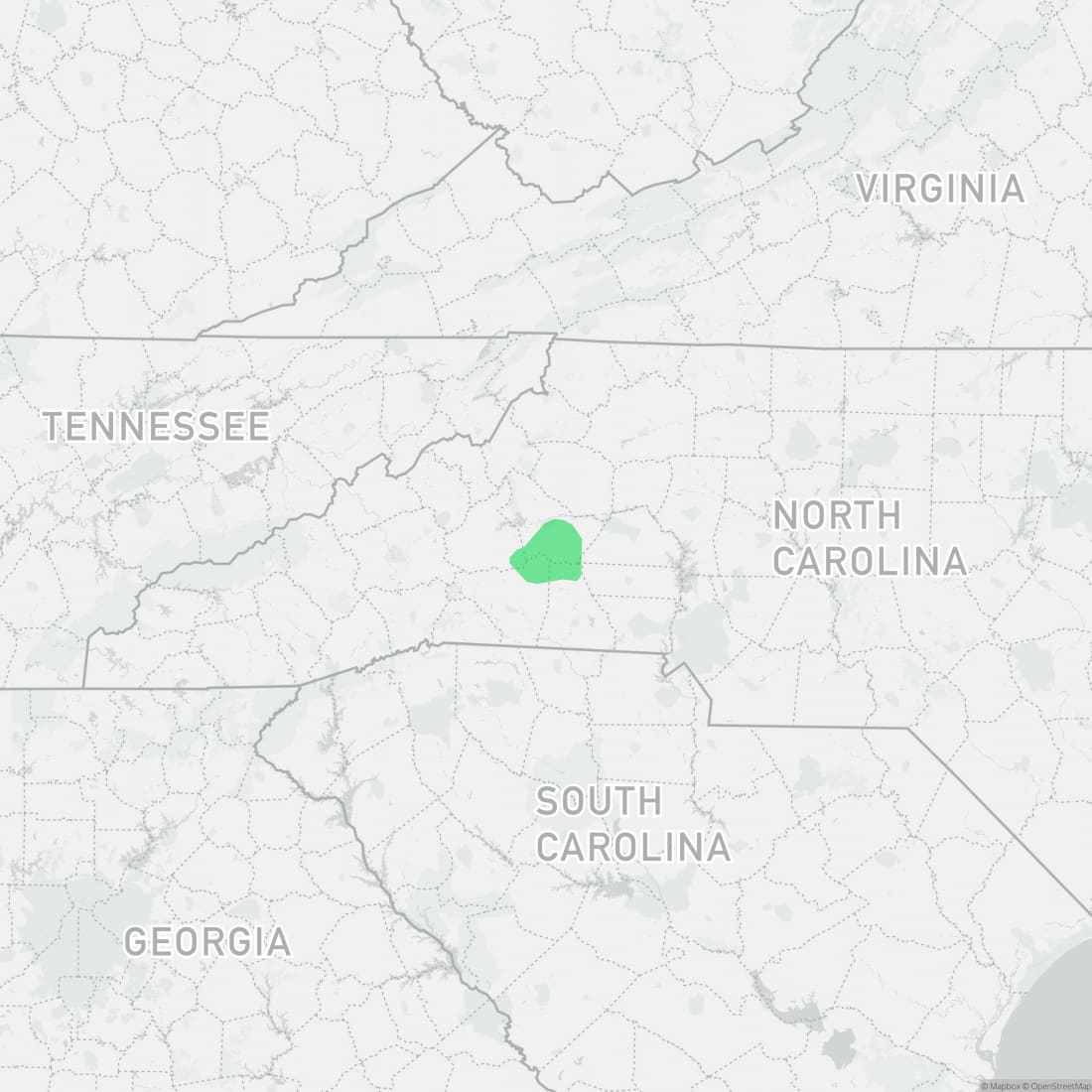 Range map for South Mountain Gray-cheeked Salamander
