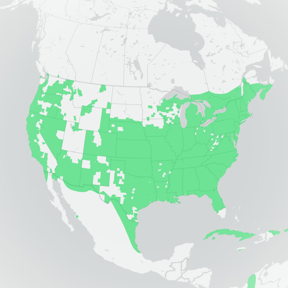 Range map for American Bullfrog