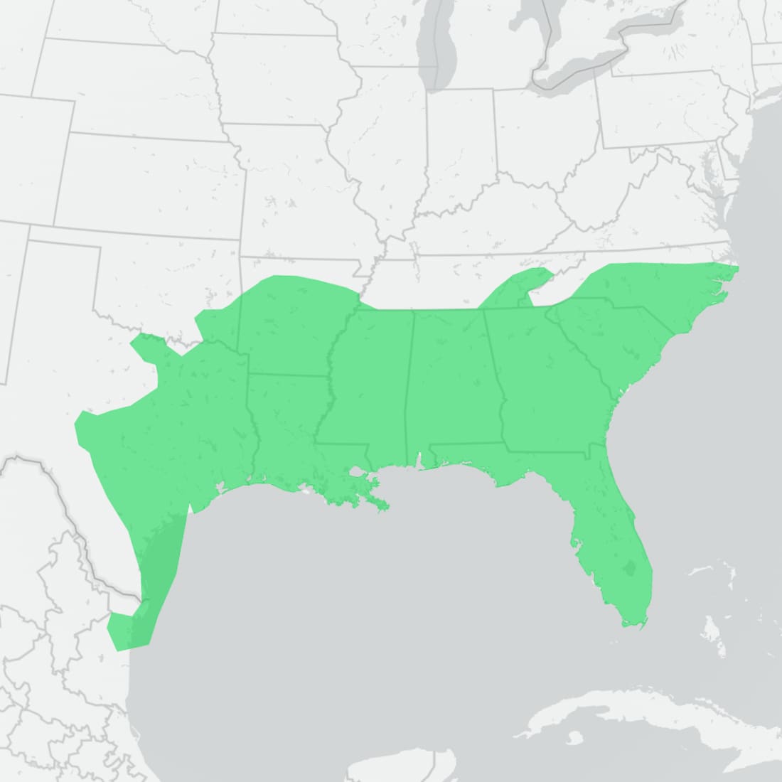 Range map for Green Anole
