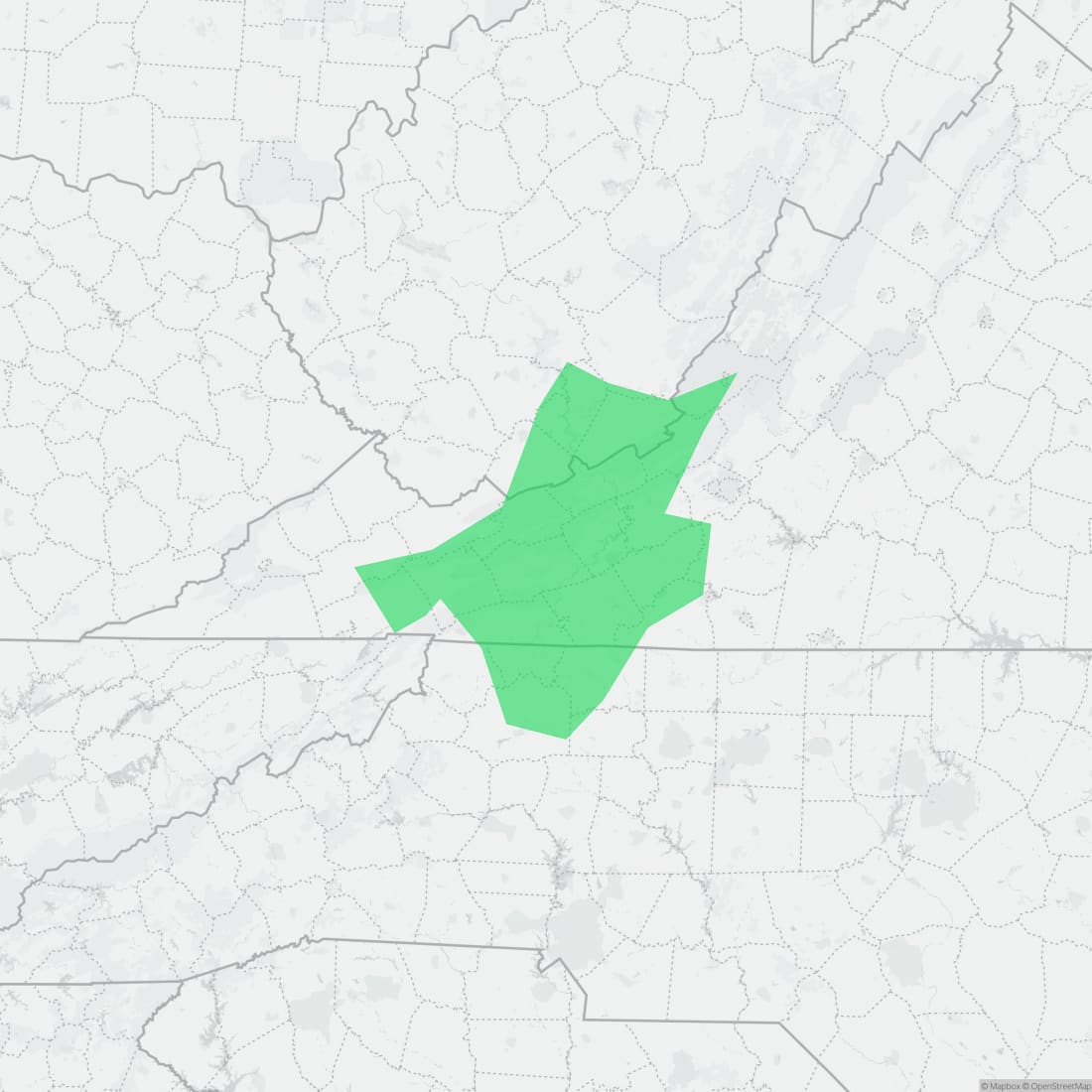 Range map for Kanawha Blackbelly Salamander