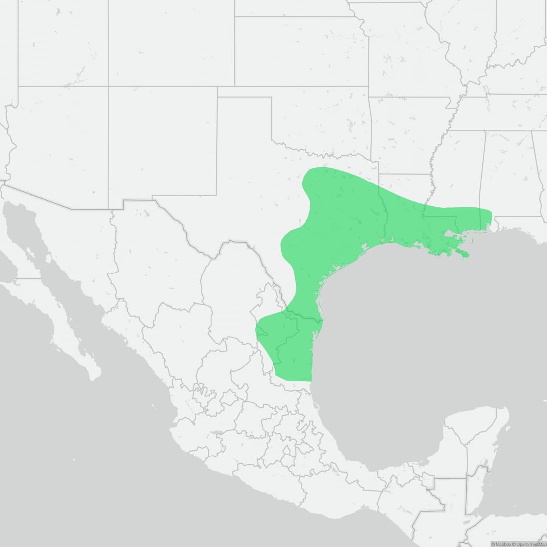 Range map for Rio Grande Chirping Frog