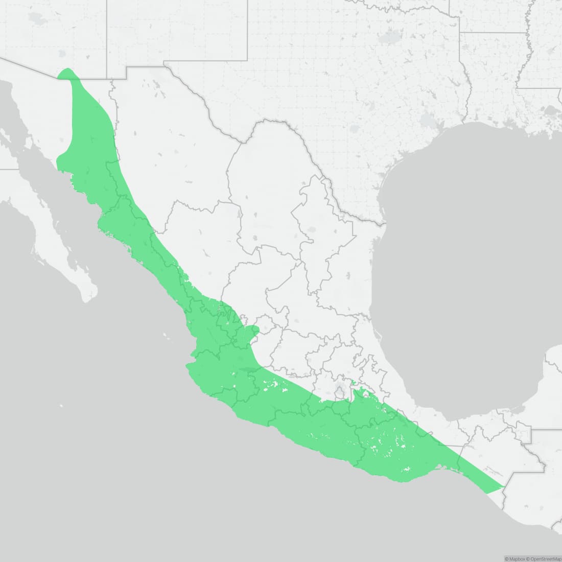 Range map for Thornscrub Vine Snake