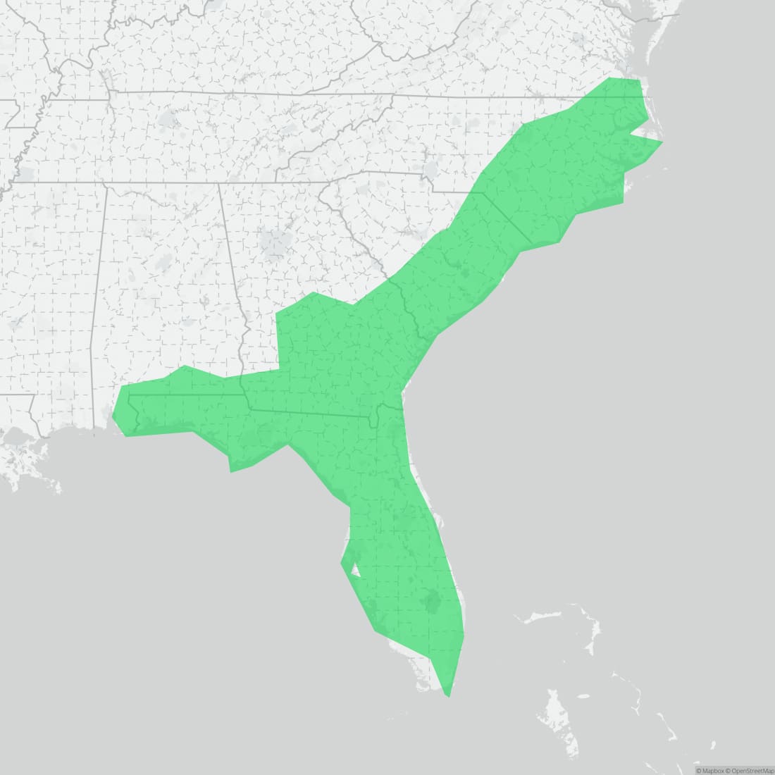 Range map for Coastal Plain Cooter