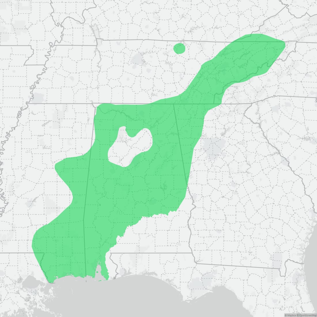 Range map for Stripe-necked Musk Turtle