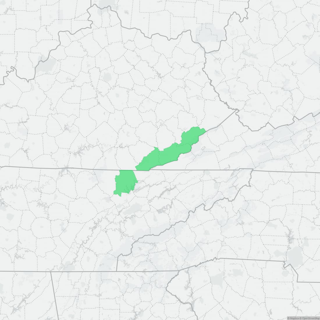 Range map for Yellow-spotted Woodland Salamander