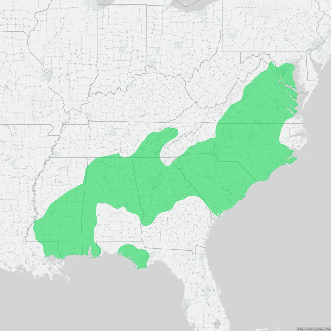 Range map for Mole Kingsnake