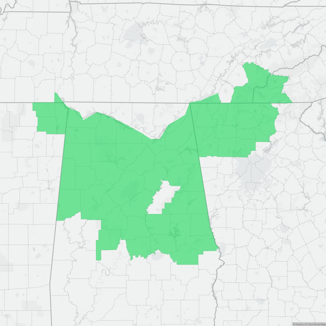 Range map for Collinses' Mountain Chorus Frog