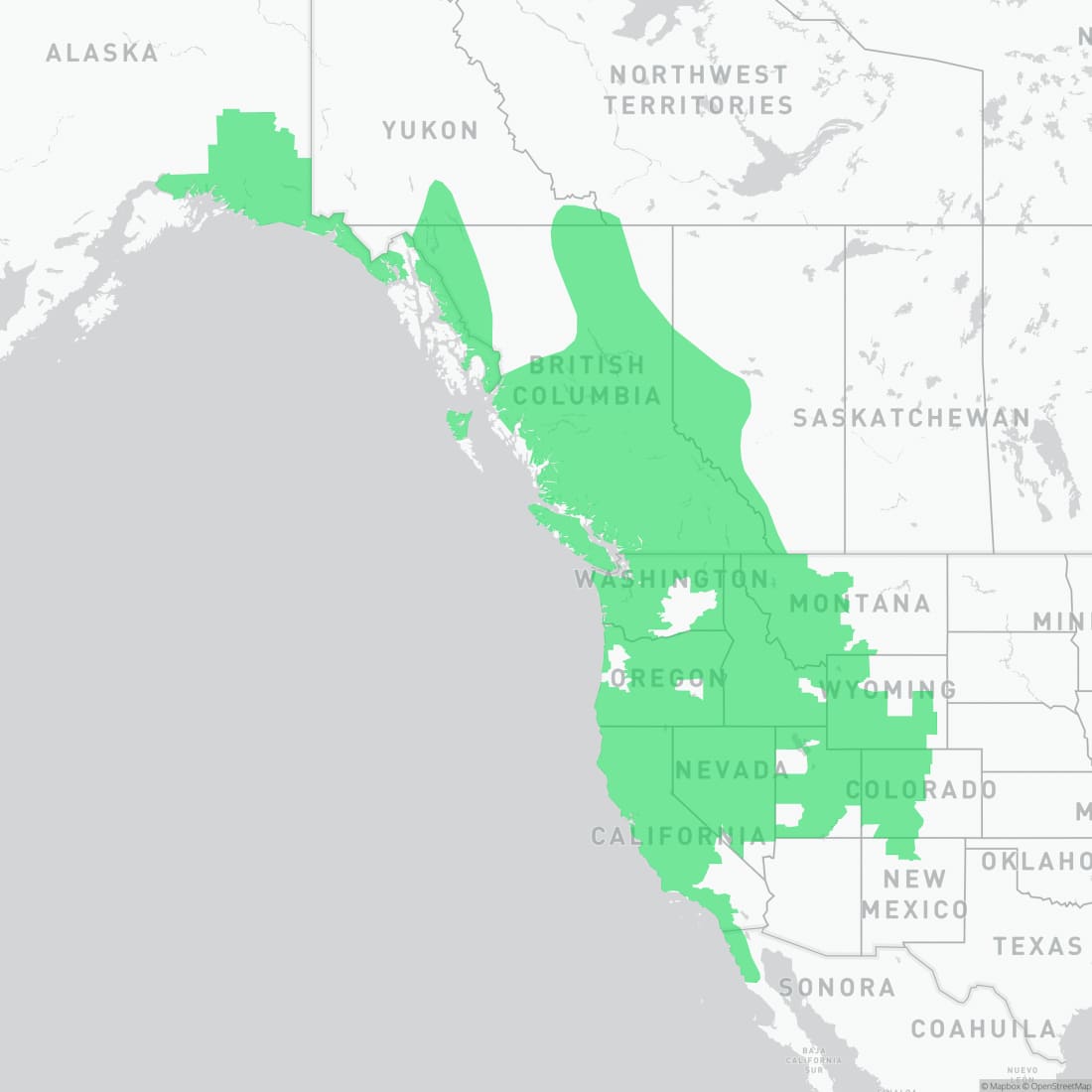 Range map for Western Toad