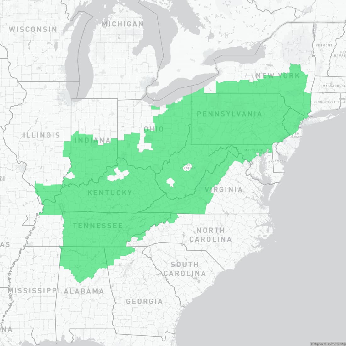 Range map for Long-tailed Salamander
