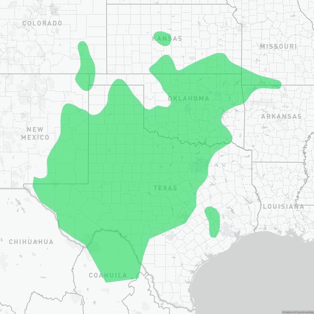 Range map for Great Plains Ground Snake