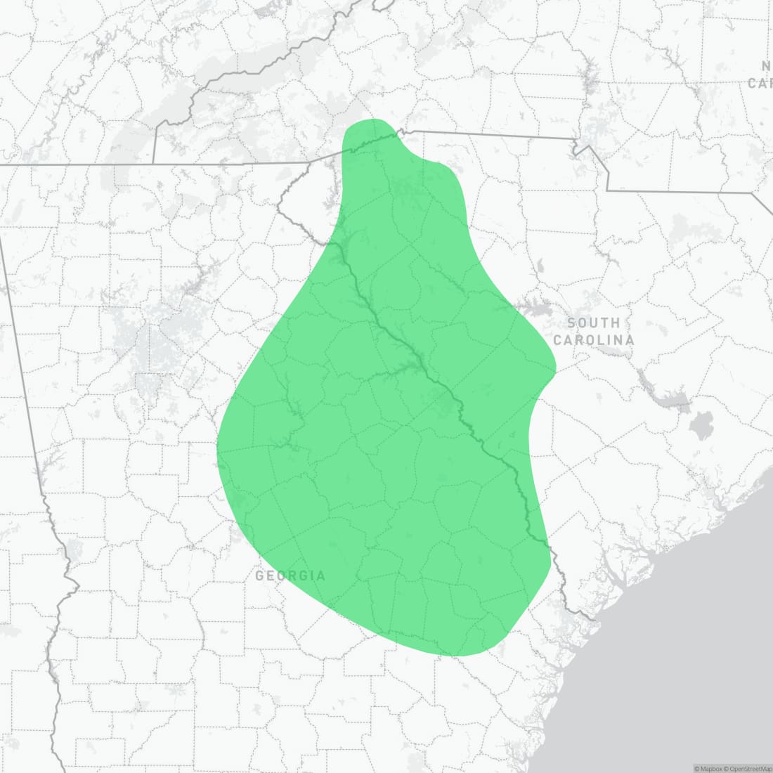 Range map for Savannah Dusky Salamander