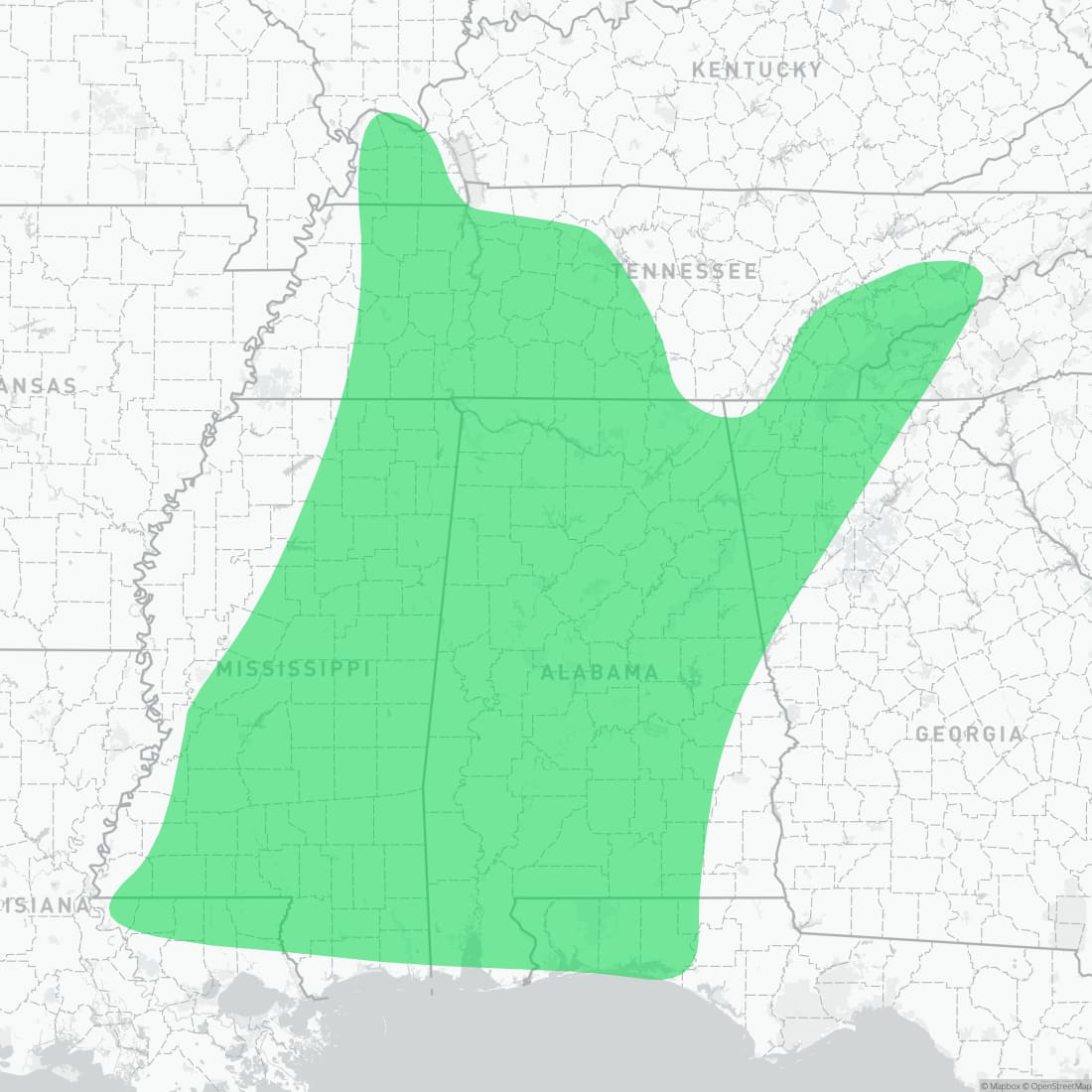 Range map for Spotted Dusky Salamander