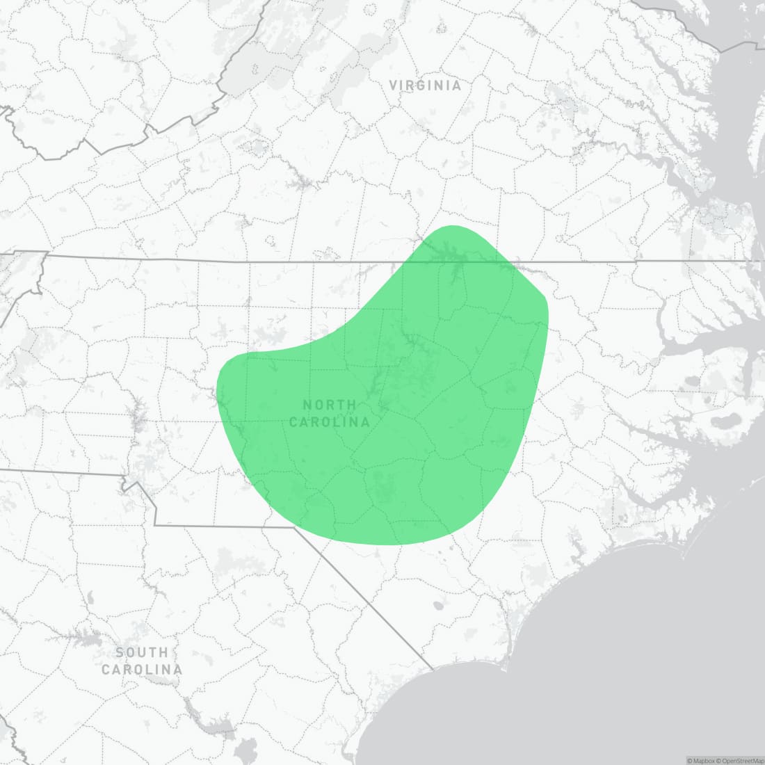 Range map for Piedmont Dusky Salamander