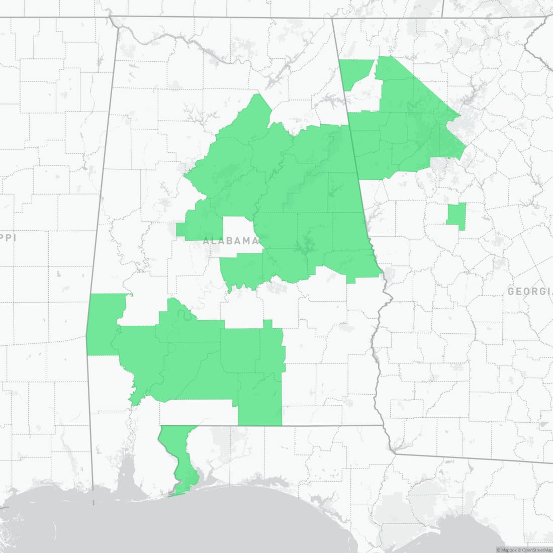 Range map for Talladega Seal Salamander